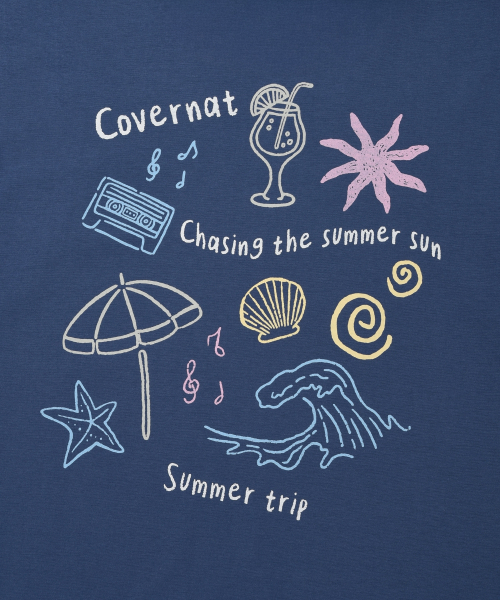 COVERNAT WOMAN（カバーナットウーマン）の「ウーマンオーバーサイズサマー旅行グラフィックTシャツダークブルー（Tシャツ/カットソー・レディース・その他・WS/WM）」の11枚目の写真