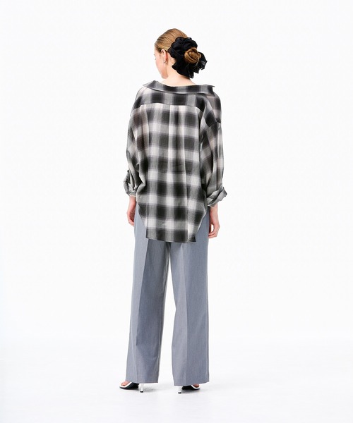coca(coca)(コカ)の「シアーチェックシャツ(シャツ/ブラウス・レディース・ブラウン/ブラック・M/S/L)」の5枚目の写真
