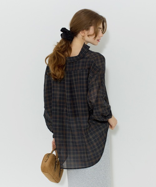 coca(coca)(コカ)の「シアーチェックシャツ(シャツ/ブラウス・レディース・ブラウン/ブラック・M/S/L)」の11枚目の写真