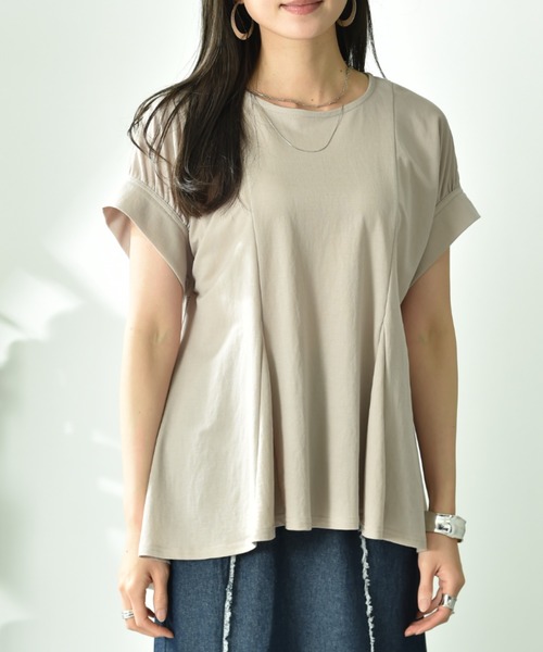 INTERPLANET(インタープラネット)の「【接触冷感】フレアーシルエットカットソー(Tシャツ/カットソー・レディース・ブラック/グレイッシュベージュ/ブルー・FREE)」の7枚目の写真