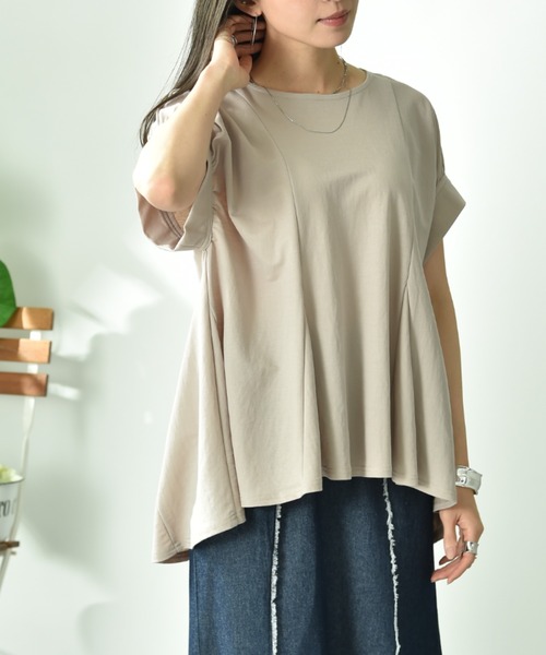 INTERPLANET(インタープラネット)の「【接触冷感】フレアーシルエットカットソー(Tシャツ/カットソー・レディース・ブラック/グレイッシュベージュ/ブルー・FREE)」の11枚目の写真