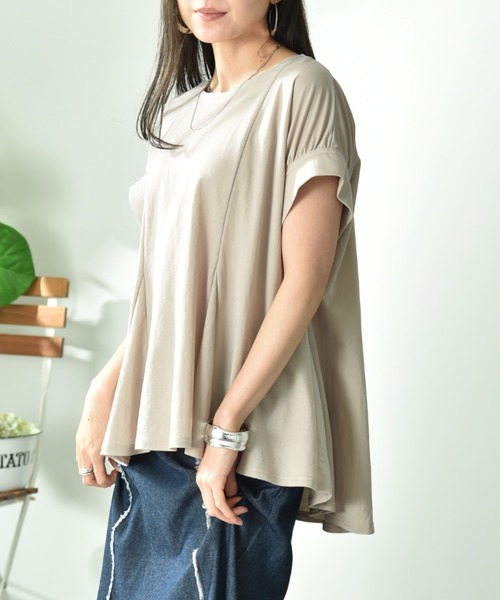 INTERPLANET(インタープラネット)の「【接触冷感】フレアーシルエットカットソー(Tシャツ/カットソー・レディース・ブラック/グレイッシュベージュ/ブルー・FREE)」の8枚目の写真