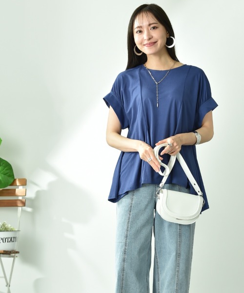 INTERPLANET(インタープラネット)の「【接触冷感】フレアーシルエットカットソー(Tシャツ/カットソー・レディース・ブラック/グレイッシュベージュ/ブルー・FREE)」の22枚目の写真
