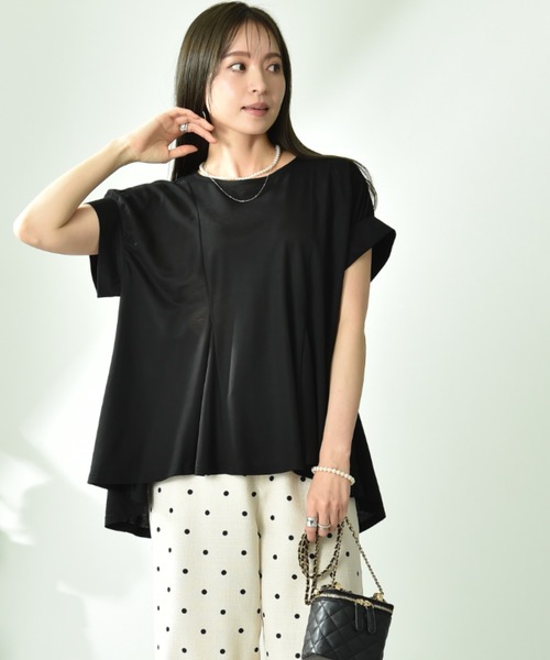INTERPLANET(インタープラネット)の「【接触冷感】フレアーシルエットカットソー(Tシャツ/カットソー・レディース・ブラック/グレイッシュベージュ/ブルー・FREE)」の13枚目の写真