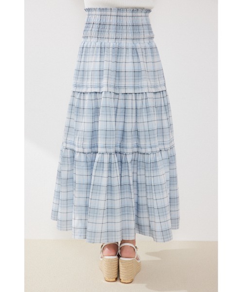 rienda（リエンダ）の「ウエストシャーリングタックデザインフレアスカート　春服　夏服（スカート・レディース・ブルー系その他/マルチ/イエロー系その他/ブラック・FREE）」の8枚目の写真