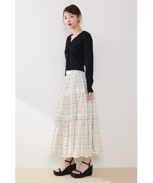 rienda（リエンダ）の「ウエストシャーリングタックデザインフレアスカート　春服　夏服（スカート・レディース・ブルー系その他/マルチ/イエロー系その他/ブラック・FREE）」の12枚目の写真