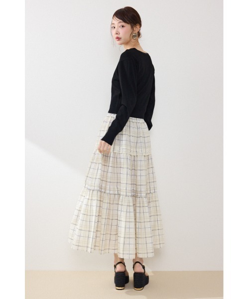 rienda（リエンダ）の「ウエストシャーリングタックデザインフレアスカート　春服　夏服（スカート・レディース・ブルー系その他/マルチ/イエロー系その他/ブラック・FREE）」の13枚目の写真