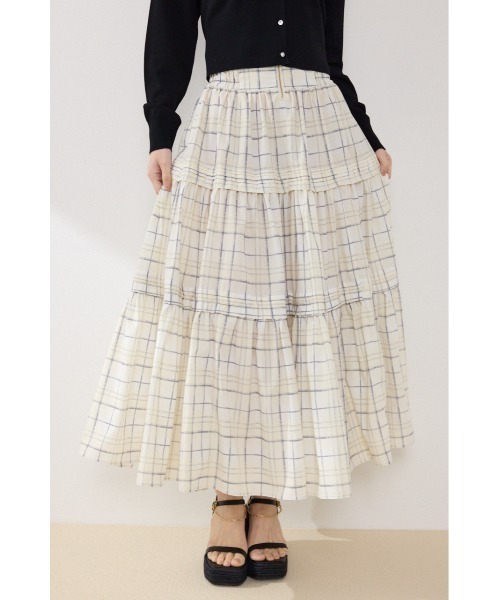 rienda（リエンダ）の「ウエストシャーリングタックデザインフレアスカート　春服　夏服（スカート・レディース・ブルー系その他/マルチ/イエロー系その他/ブラック・FREE）」の14枚目の写真