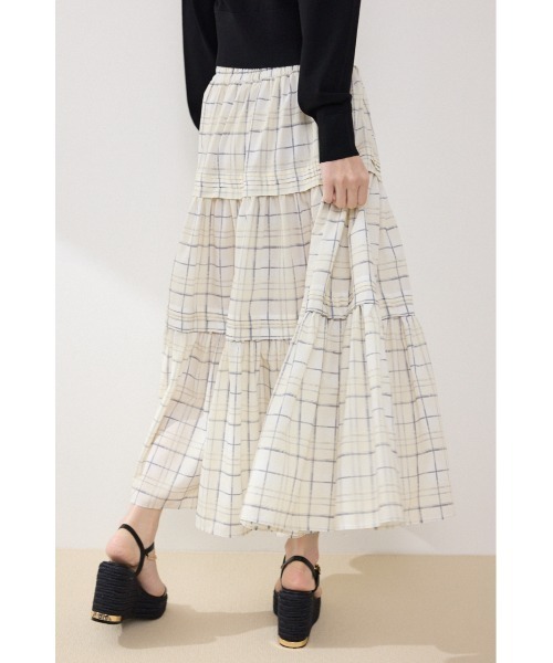 rienda（リエンダ）の「ウエストシャーリングタックデザインフレアスカート　春服　夏服（スカート・レディース・ブルー系その他/マルチ/イエロー系その他/ブラック・FREE）」の16枚目の写真