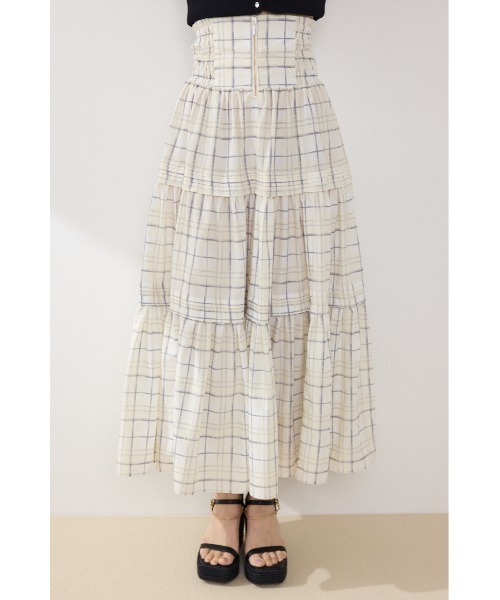 rienda（リエンダ）の「ウエストシャーリングタックデザインフレアスカート　春服　夏服（スカート・レディース・ブルー系その他/マルチ/イエロー系その他/ブラック・FREE）」の17枚目の写真