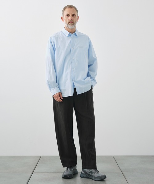 ATON(エイトン)の「【ATON / エイトン】SHRINK COTTON LAWN OVERSIZED SHIRT(シャツ/ブラウス・メンズ・ベージュ/ブルー・6/4)」の4枚目の写真