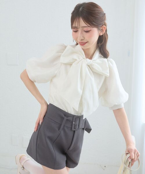 MAJESTIC LEGON（マジェスティックレゴン）の「レディボウタイブラウス（シャツ/ブラウス・レディース・ホワイト系その他/ブルー/ホワイト系その他2/オフホワイト・MEDIUM）」の17枚目の写真