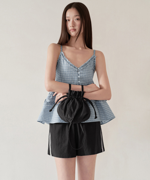 MUSINSA STANDARD WOMAN（ムシンサスタンダードウーマン）の「ウィメンズチェックフリルスリーブレストップ[ブルー]（シャツ/ブラウス・レディース・その他・X-SMALL/SMALL/MEDIUM/LARGE）」の3枚目の写真