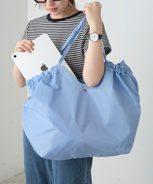 BONLECILL Marche(ボンルシールマルシェ)の「【BONLECILL Marche】《折りたたみ》コンパクトエコバッグ(エコバッグ/サブバッグ・レディース・ミント/ライトブルー/ピンク系/カーキ/ネイビー/ライトピンク・FREE)」の4枚目の写真