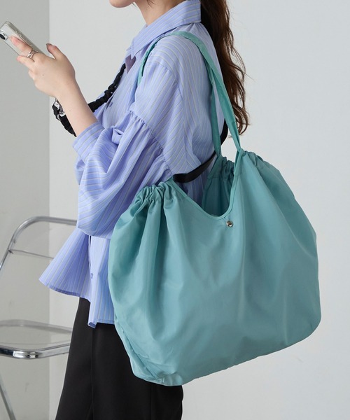 BONLECILL Marche(ボンルシールマルシェ)の「【BONLECILL Marche】《折りたたみ》コンパクトエコバッグ(エコバッグ/サブバッグ・レディース・ミント/ライトブルー/ピンク系/カーキ/ネイビー/ライトピンク・FREE)」の14枚目の写真