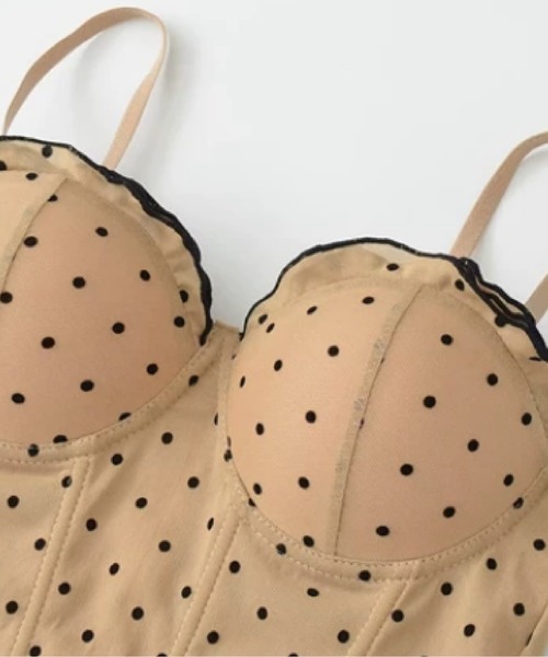 LA POMME petit(ラポミ・プチ)の「Dots Padded Flare Cami(キャミソール・レディース・ブラック/ベージュ/ホワイト・FREE)」の6枚目の写真