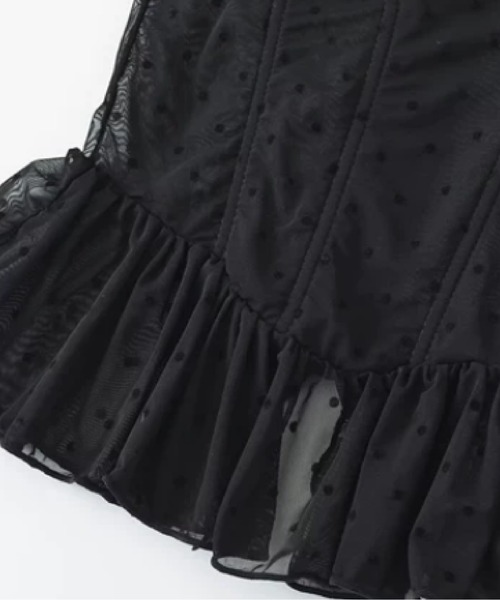 LA POMME petit(ラポミ・プチ)の「Dots Padded Flare Cami(キャミソール・レディース・ブラック/ベージュ/ホワイト・FREE)」の5枚目の写真