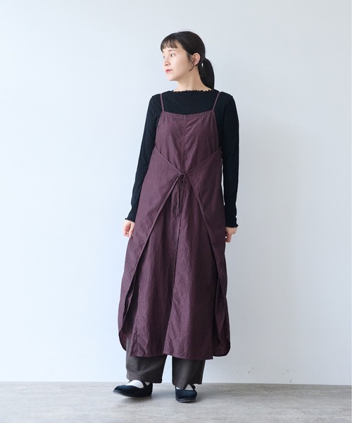 yuni(ユニ )の「Cotton cupra product dye wrap one-piece(ワンピース・レディース・ダークブラウン・FREE)」の3枚目の写真