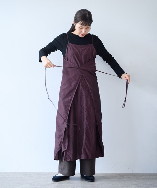 yuni(ユニ )の「Cotton cupra product dye wrap one-piece(ワンピース・レディース・ダークブラウン・FREE)」の6枚目の写真