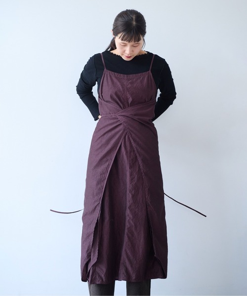 yuni(ユニ )の「Cotton cupra product dye wrap one-piece(ワンピース・レディース・ダークブラウン・FREE)」の7枚目の写真