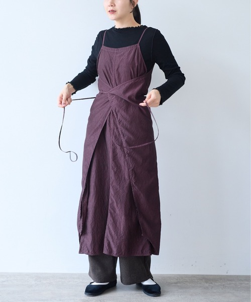 yuni(ユニ )の「Cotton cupra product dye wrap one-piece(ワンピース・レディース・ダークブラウン・FREE)」の8枚目の写真
