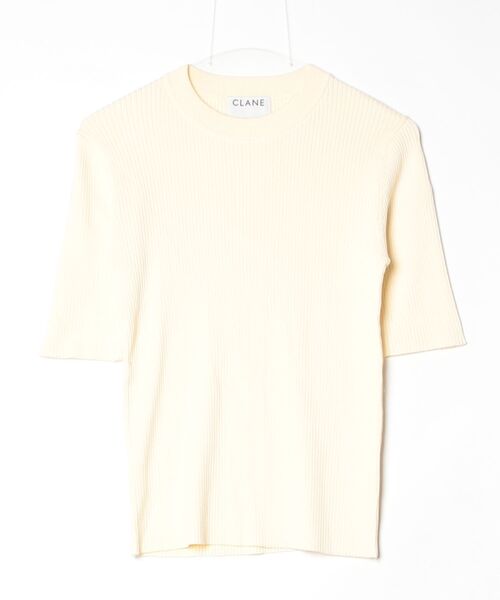 CLANE（クラネ）の「H/N HALF SLEEVE RIB KNIT TOPS 10106-2293（ニット/セーター・メンズ・ライトブルー/オフホワイト/イエロー/マルチ・2/1）」の3枚目の写真