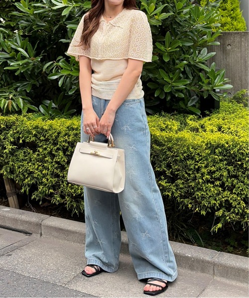 MISCH MASCH（ミッシュマッシュ）の「2026春夏新作 ケープデザイン透かし編みニット（Tシャツ/カットソー・レディース・ブラック/アイボリー・ﾌﾘ-）」の19枚目の写真
