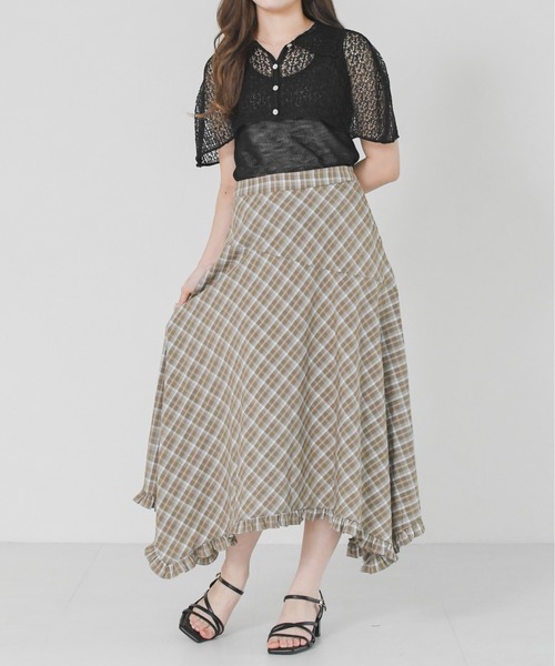 MISCH MASCH（ミッシュマッシュ）の「2026春夏新作 ケープデザイン透かし編みニット（Tシャツ/カットソー・レディース・ブラック/アイボリー・ﾌﾘ-）」の5枚目の写真