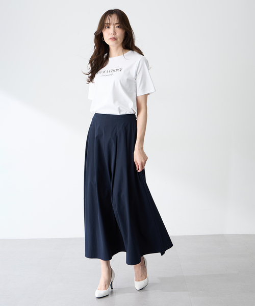 A/C DESIGN BY ALPHA CUBIC（エーシーデザインバイアルファキュービック）の「スムースロゴTシャツ【すごツヤ・UVカット・接触冷感】（Tシャツ/カットソー・レディース・サックスブルー/オフホワイト・L/M）」の8枚目の写真