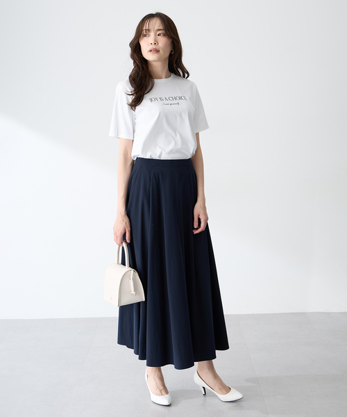 A/C DESIGN BY ALPHA CUBIC（エーシーデザインバイアルファキュービック）の「スムースロゴTシャツ【すごツヤ・UVカット・接触冷感】（Tシャツ/カットソー・レディース・サックスブルー/オフホワイト・L/M）」の9枚目の写真