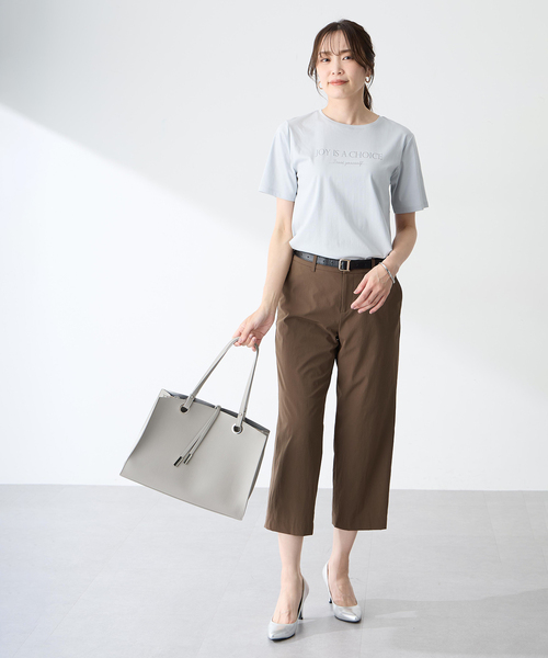 A/C DESIGN BY ALPHA CUBIC（エーシーデザインバイアルファキュービック）の「スムースロゴTシャツ【すごツヤ・UVカット・接触冷感】（Tシャツ/カットソー・レディース・サックスブルー/オフホワイト・L/M）」の11枚目の写真