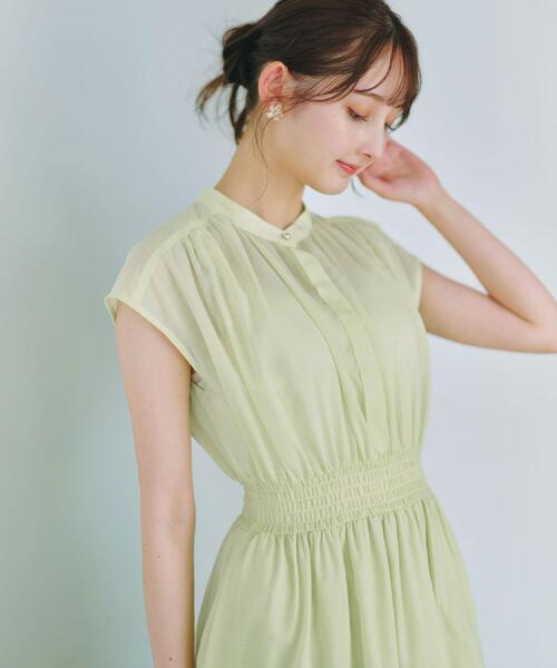 index（インデックス）の「ギャザーワンピース【洗濯機OK／イージーアイロン】（ワンピース・レディース・ライトイエロー系/ブラウン系その他/ブルー系その他・36/42/40/38）」の4枚目の写真