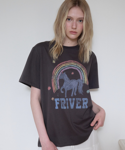 FRIVER07（フリバー07）の「Rainbow unicon logo t-shirt [FRSP08TS19]_Charcoal（Tシャツ/カットソー・レディース・チャコール・FREE）」の2枚目の写真