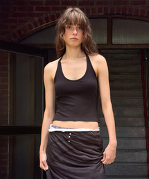 DIAGONAL（ダイアゴナル）の「HOLE HALTER NECK TOP (black)（Tシャツ/カットソー）」
