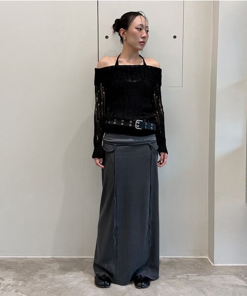 DIAGONAL（ダイアゴナル）の「HOLE HALTER NECK TOP (black)（Tシャツ/カットソー・レディース・その他・FREE）」の2枚目の写真