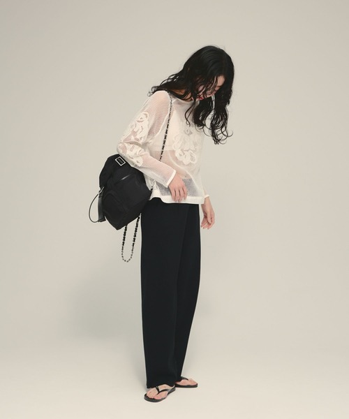 eL(エル)の「【eL】Made in India Mesh Embroidery Pullover/670538(シャツ/ブラウス・レディース・ブラック/オフホワイト・FREE)」の5枚目の写真