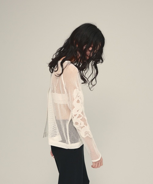 eL(エル)の「【eL】Made in India Mesh Embroidery Pullover/670538(シャツ/ブラウス・レディース・ブラック/オフホワイト・FREE)」の8枚目の写真