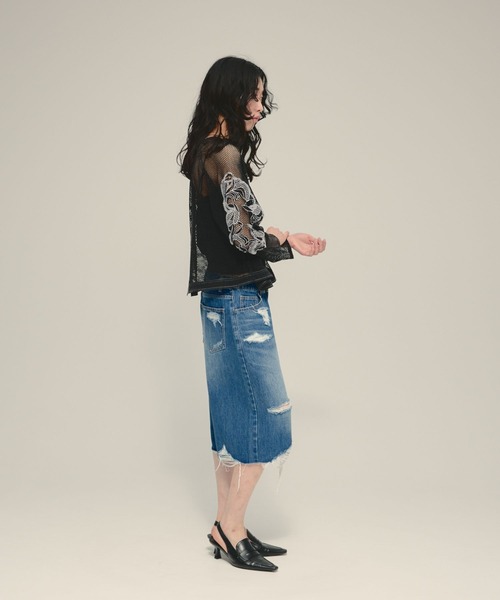 eL(エル)の「【eL】Made in India Mesh Embroidery Pullover/670538(シャツ/ブラウス・レディース・ブラック/オフホワイト・FREE)」の12枚目の写真
