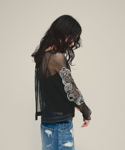 eL(エル)の「【eL】Made in India Mesh Embroidery Pullover/670538(シャツ/ブラウス・レディース・ブラック/オフホワイト・FREE)」の15枚目の写真