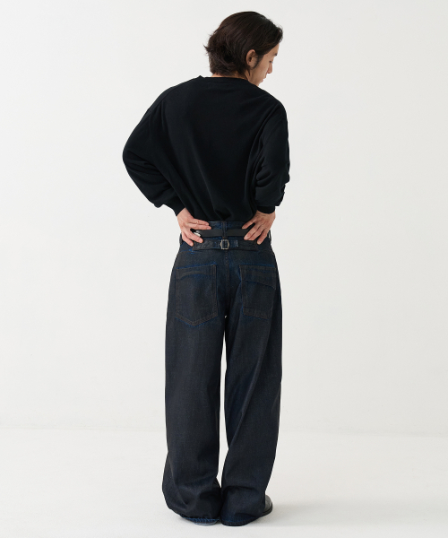 NOUN(ノウン)の「wide coated denim pants (indigo)(デニムパンツ・メンズ・その他・1/2/0)」の3枚目の写真