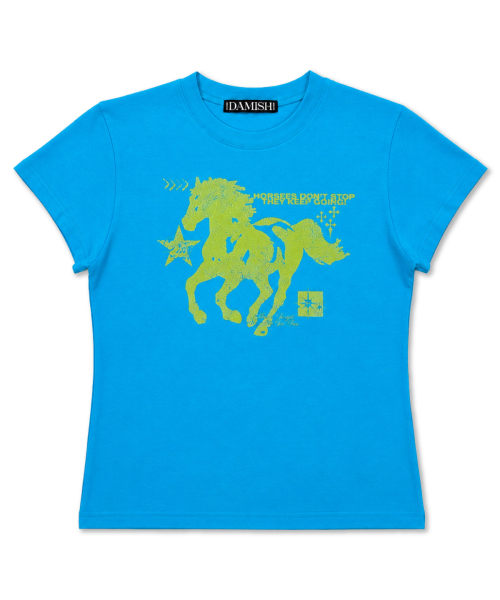 DAMISH(ダミシュ)の「ホースグラフィックパステルトンスリムTシャツ_ブルー(Tシャツ/カットソー・レディース・ブルー・OS)」の11枚目の写真