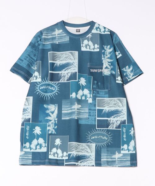 Kahiko(カヒコ)の「【Kahiko】SURF&Palms カカパメンズTシャツ(Tシャツ/カットソー・メンズ・ブルー/ホワイト/オレンジ/ネイビー・FREE)」の1枚目の写真