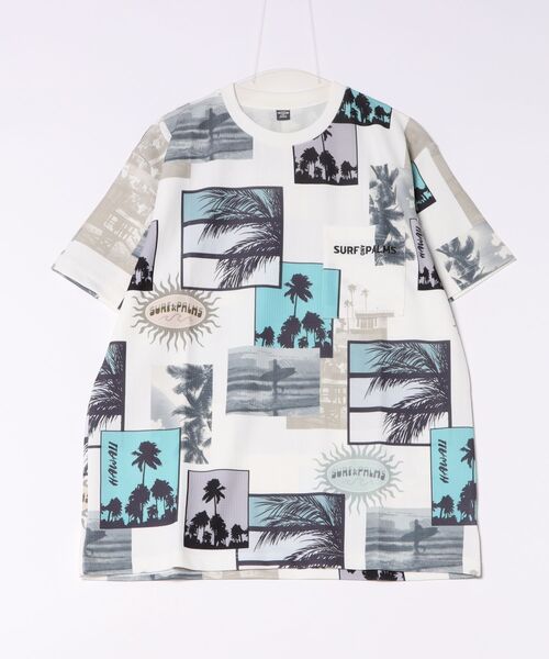 Kahiko(カヒコ)の「【Kahiko】SURF&Palms カカパメンズTシャツ(Tシャツ/カットソー・メンズ・ブルー/ホワイト/オレンジ/ネイビー・FREE)」の2枚目の写真
