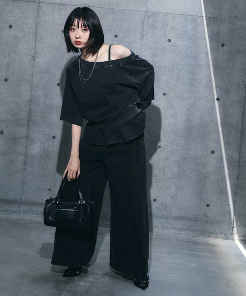 PAGEBOY(ページボーイ)の「<まるでデニム見え!/紫外線カット/接触冷感/ストレッチ>マルデニメガレッグパンツ(デニムパンツ・レディース・ブラウン/ブラック/グリーン・MEDIUM/SMALL)」の10枚目の写真
