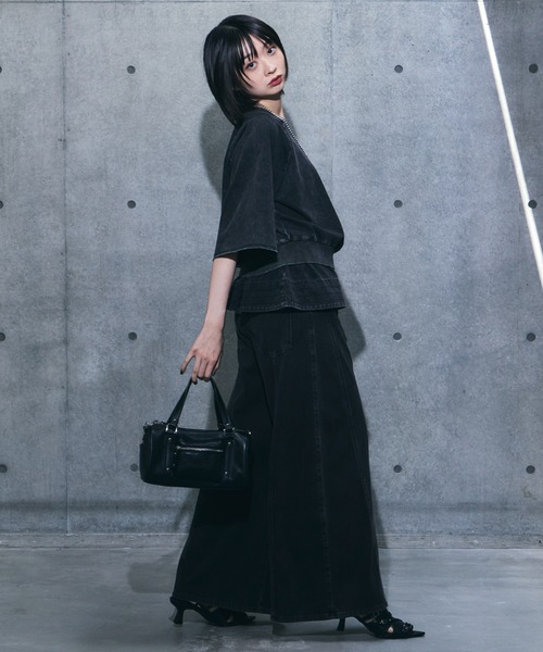 PAGEBOY(ページボーイ)の「<まるでデニム見え!/紫外線カット/接触冷感/ストレッチ>マルデニメガレッグパンツ(デニムパンツ・レディース・ブラウン/ブラック/グリーン・MEDIUM/SMALL)」の9枚目の写真