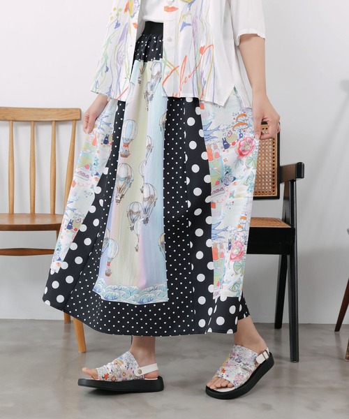 ScoLar（スカラー）の「ScoLar(スカラー) デザート×気球×ドット柄スカート（スカート・レディース・ブラック・MEDIUM）」の14枚目の写真