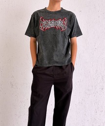 (SF) edakka コットン100% 迷彩 生地 貼付け 刺繍 韓国ストリート Y2K Tシャツ