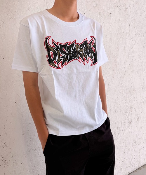 BAYBLO(ベイブロ)の「(SF) edakka コットン100% 迷彩 生地 貼付け 刺繍 韓国ストリート Y2K Tシャツ(Tシャツ/カットソー・メンズ・ブラック系1/ブラック系2/ホワイト系1・MEDIUM/LARGE/SMALL)」の7枚目の写真