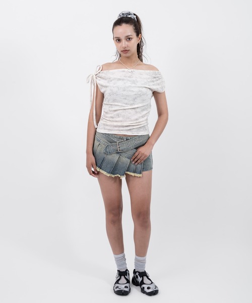 atmos pink（アトモスピンク）の「atmos pink Tie Point One Shoulder Tops / アトモスピンク タイ ポイント ワン ショルダー トップス（その他トップス・レディース・グリーン/ピンク/ホワイト・FREE）」の13枚目の写真