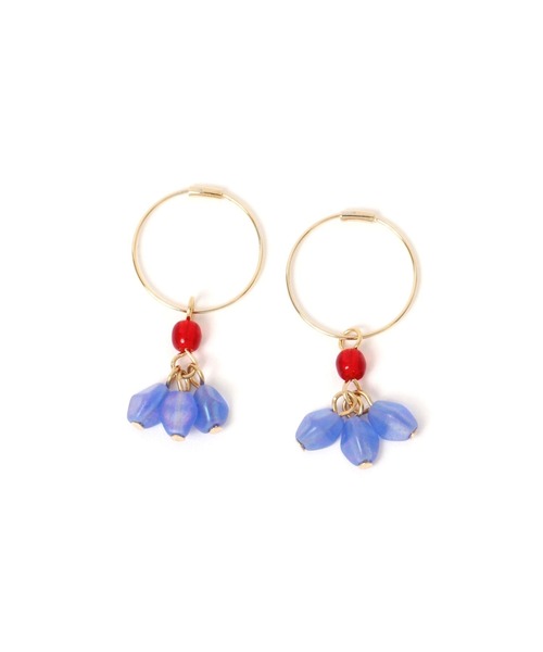 GLOBAL WORK(グローバルワーク)の「Jチェコフープビーズピアス/ 898395(ピアス(両耳用)・レディース・ブルー/パープル系その他2/ホワイト・FREE)」の2枚目の写真